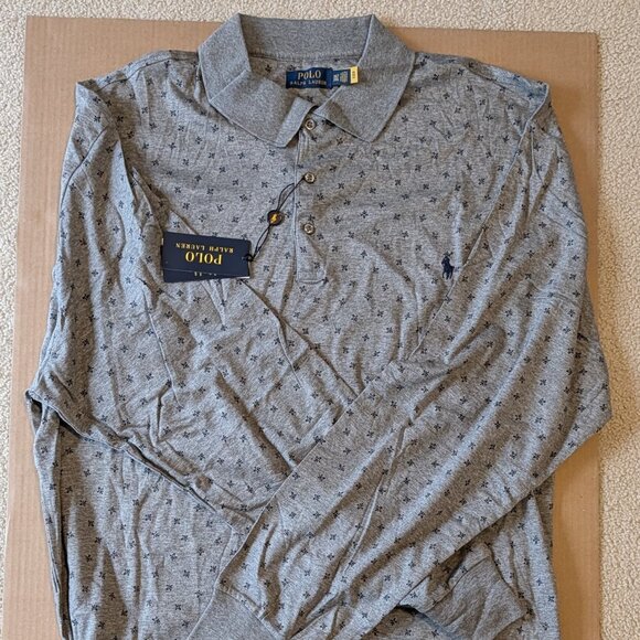 Ralph Lauren Mens Long Sleeve Polo Gray Heather 3XLT - Picture 2 of 9